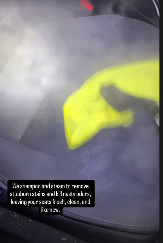 Carpet and seat shampooing with steam